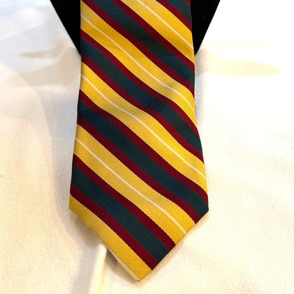 Vintage Jacobs Roberts Silk Tie – Yellow Green Red White Stripes - Pristine